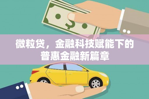 固镇微粒贷，金融科技赋能下的普惠金融新篇章