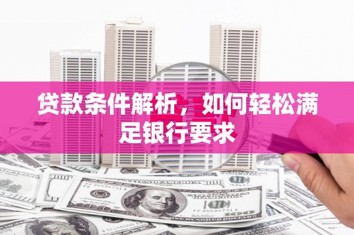 卓尼贷款条件解析，如何轻松满足银行要求