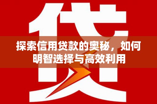 长乐探索信用贷款的奥秘，如何明智选择与高效利用